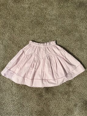 Little Moon Light Pink Tiered Cotton Skater Skirt with Elastic Waistband